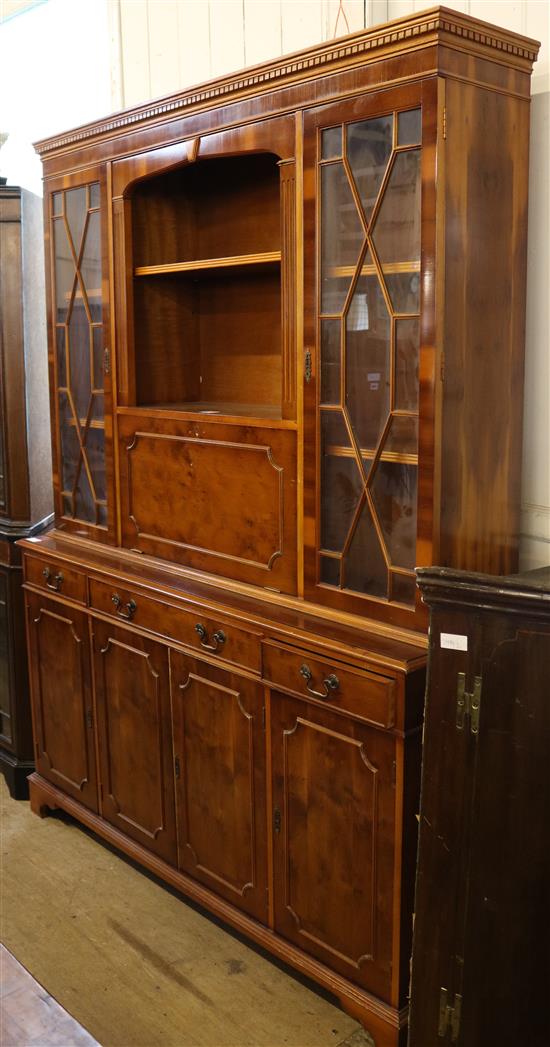 Yewwood glazed bookcase(-)